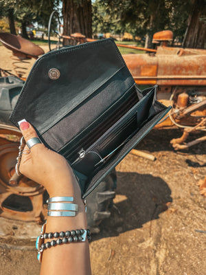 The Turquoise Tooled Beauty Wallet a Haute Southern Hyde Exclusive Cowhide Western Wallet