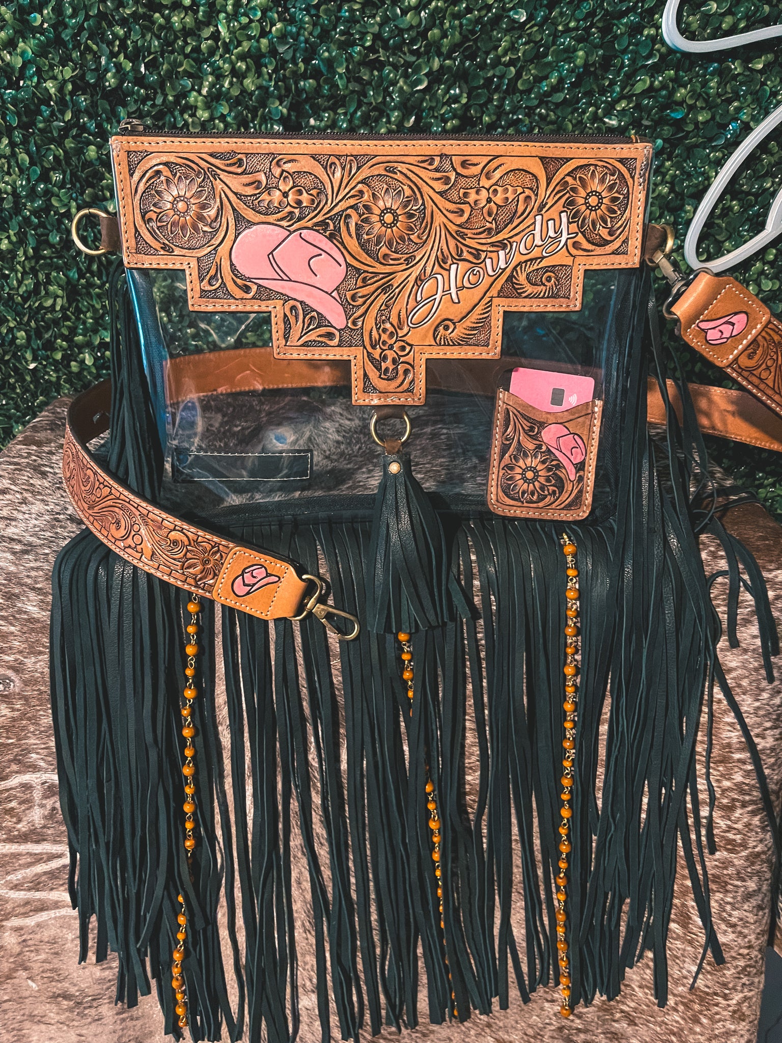 Wild West Howdy Clear Fringe Crossbody Bag | Wholesale Accessory Market