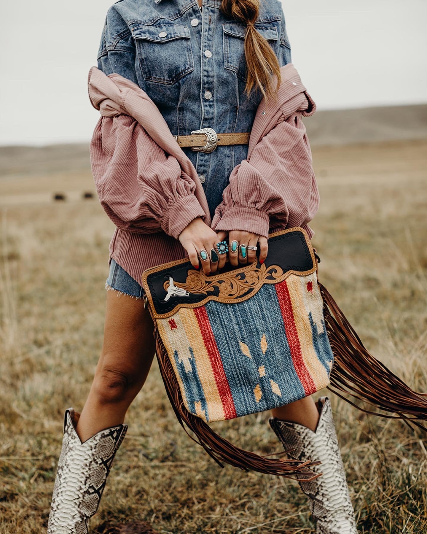 Leather Purse with Fringe - Cowboy Boot Purse with Fringe - Western Shoulder Bag with Fringe