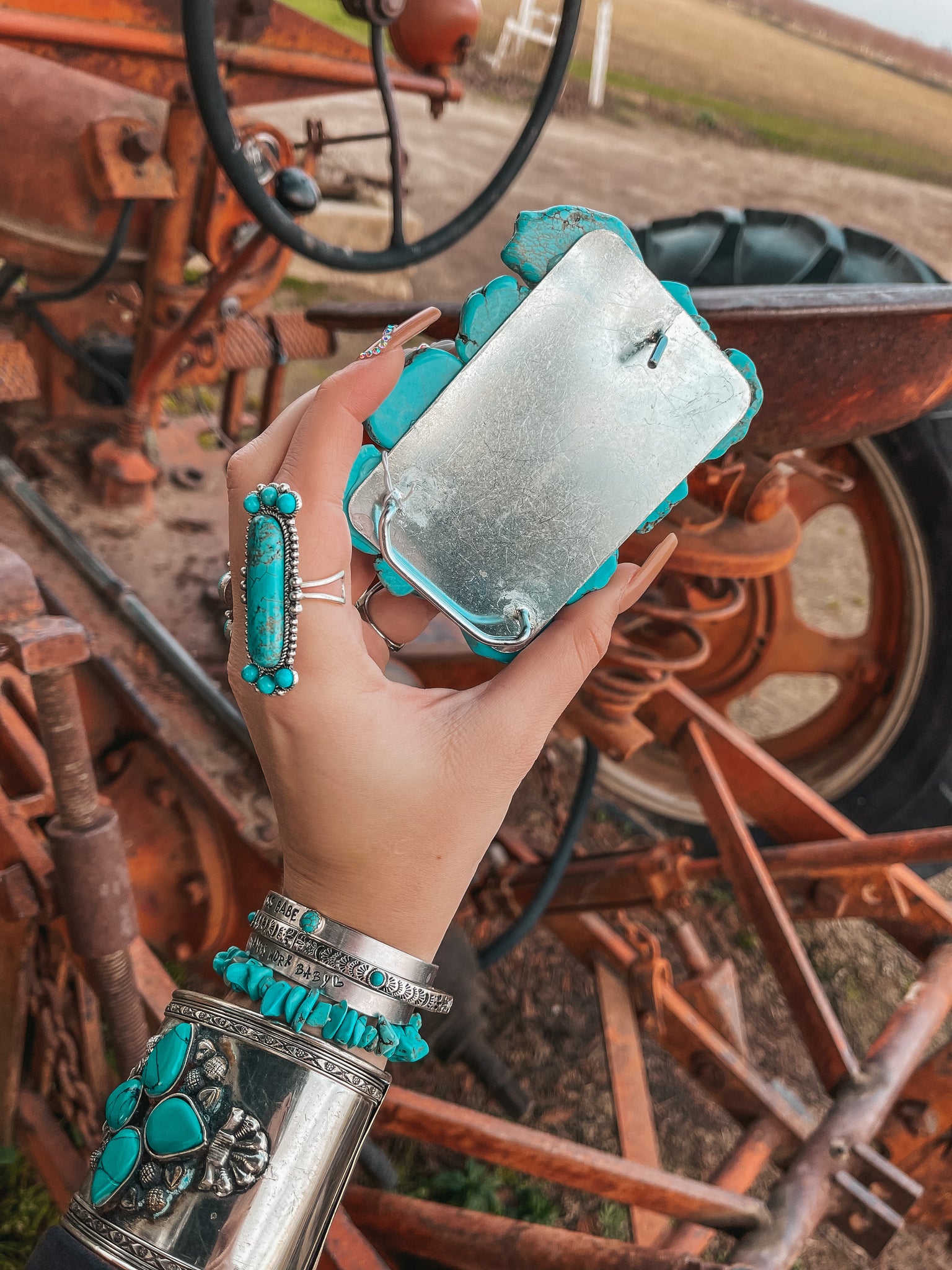 Turquoise Natural Stone Belt Buckle – Haute Southern Hyde