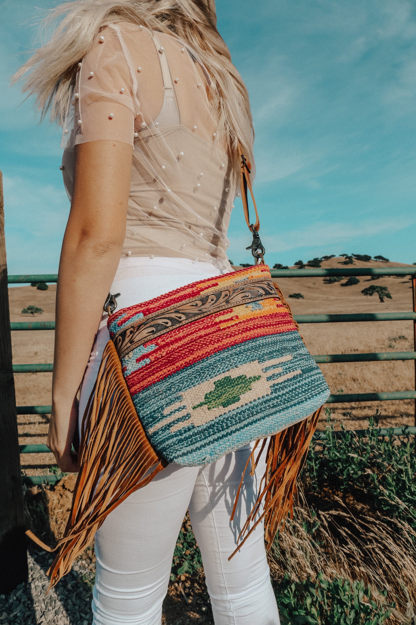 Tooled Cowhide Fringe Crossbody Purse – Fab Galz