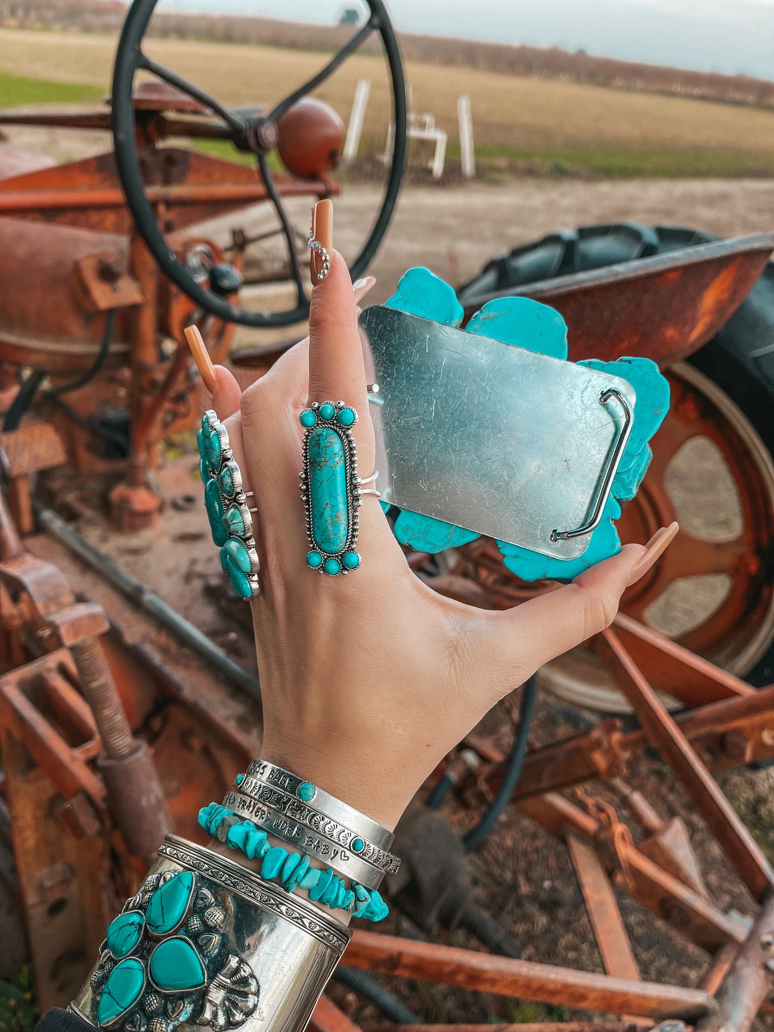 Turquoise Natural Stone Belt Buckle