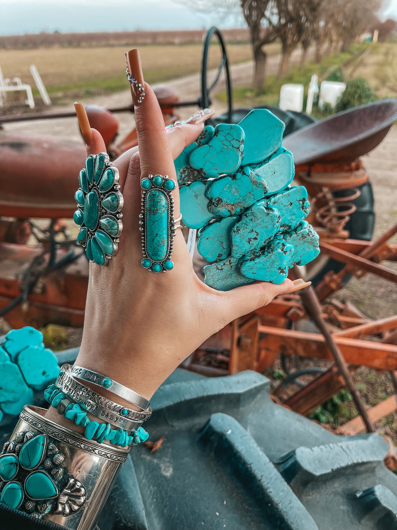 Turquoise Natural Stone Belt Buckle