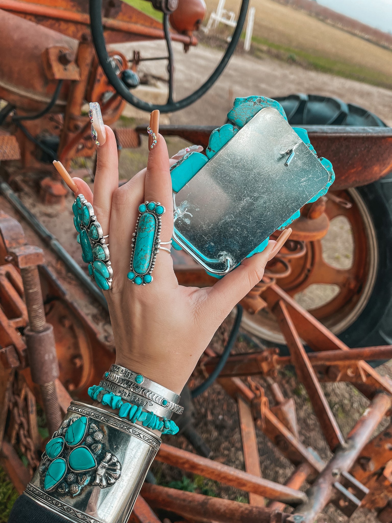 Turquoise Natural Stone Belt Buckle